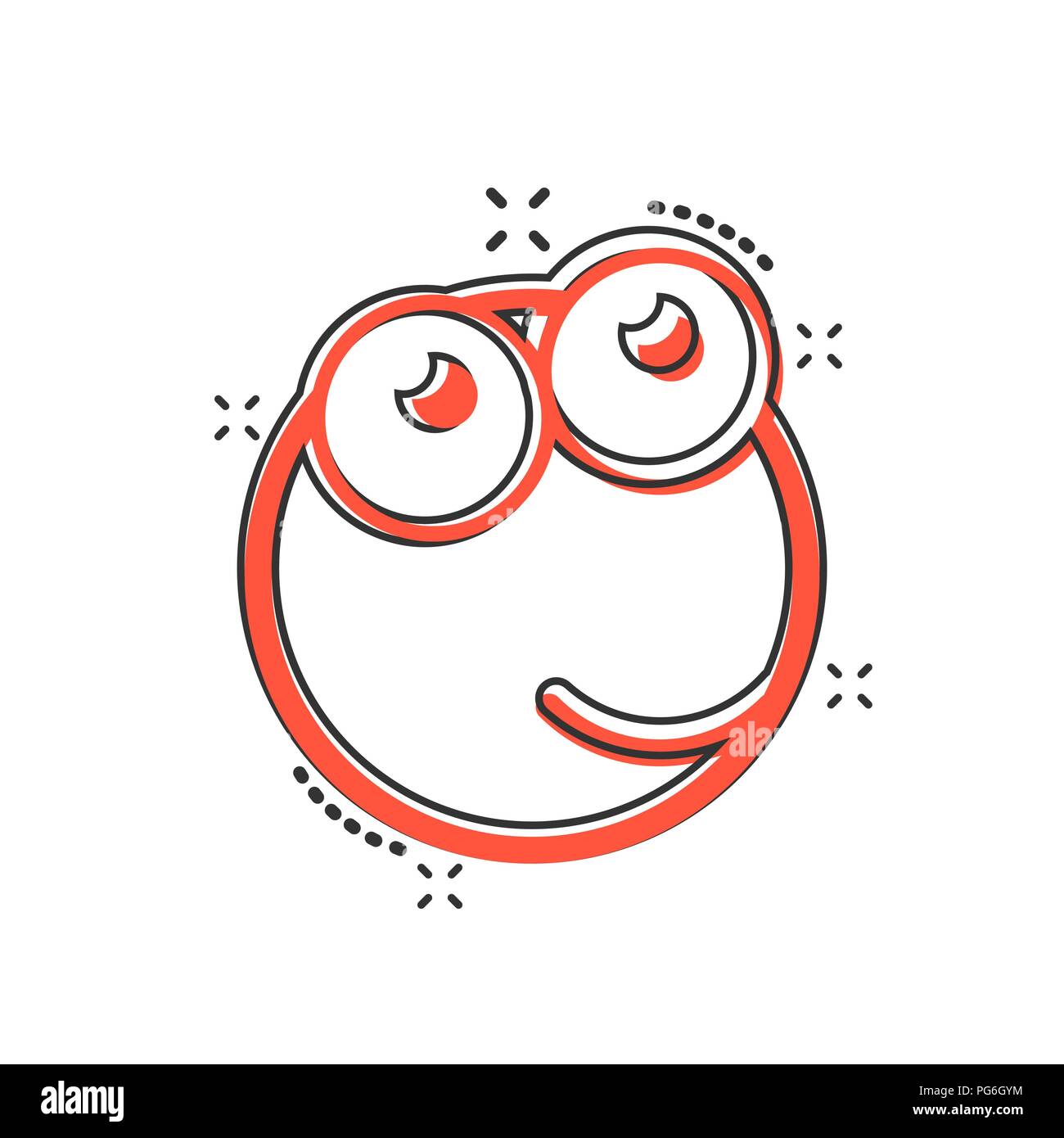 Cartoon Vector icône face dans le style comique. Smiley face concept illustration pictogramme. L'émotion comique d'affaires smiley effet splash concept. Illustration de Vecteur