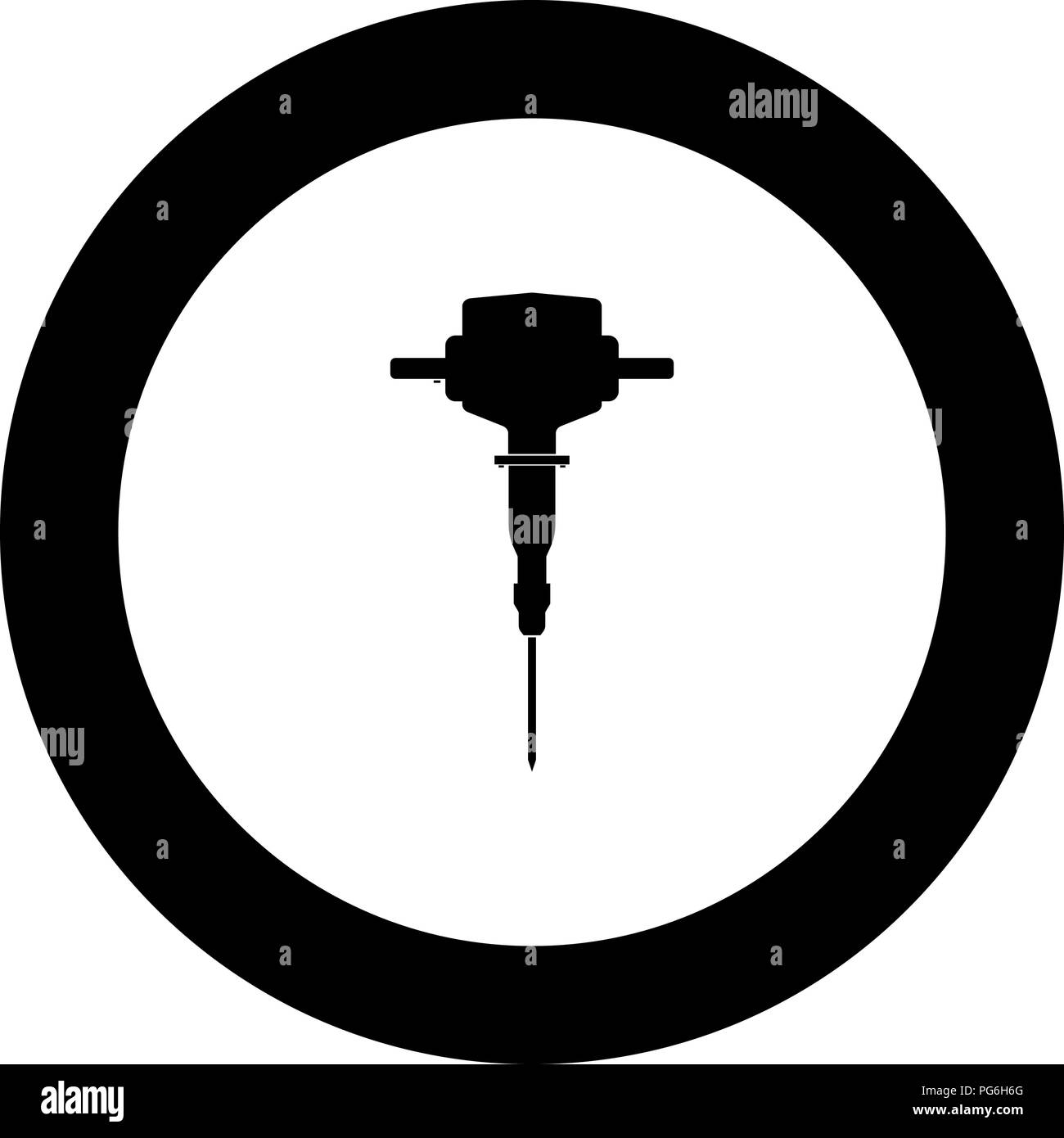 L'icône en couleur noir Marteau-piqueur cercle rond vector JE Illustration de Vecteur