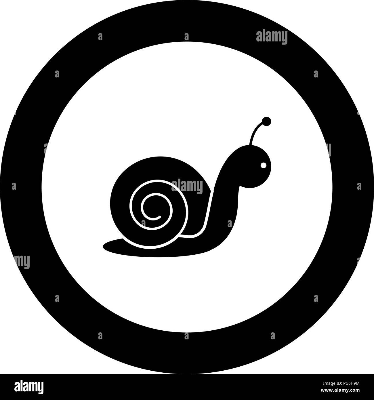 L'icône de l'escargot en couleur noir cercle rond vector JE Illustration de Vecteur