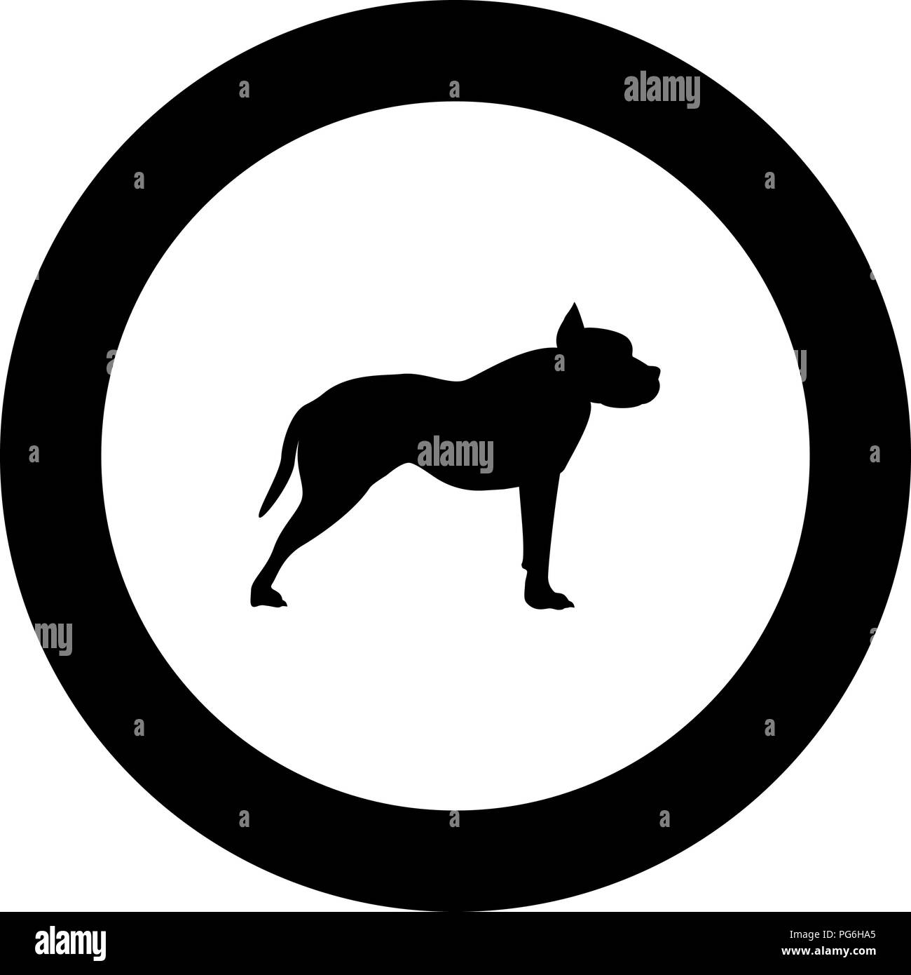 Pit-bull terrier icon noir en couleur cercle rond vector JE Illustration de Vecteur