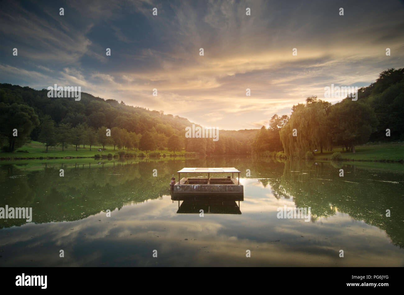 Coucher du soleil lac rivière allemagne Banque D'Images