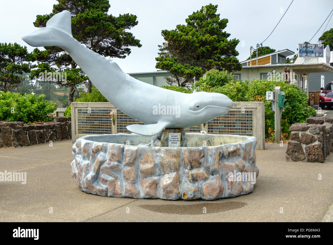 Whale sculpture à Depoe Bay, Whale watching center, Oregon, USA Banque D'Images