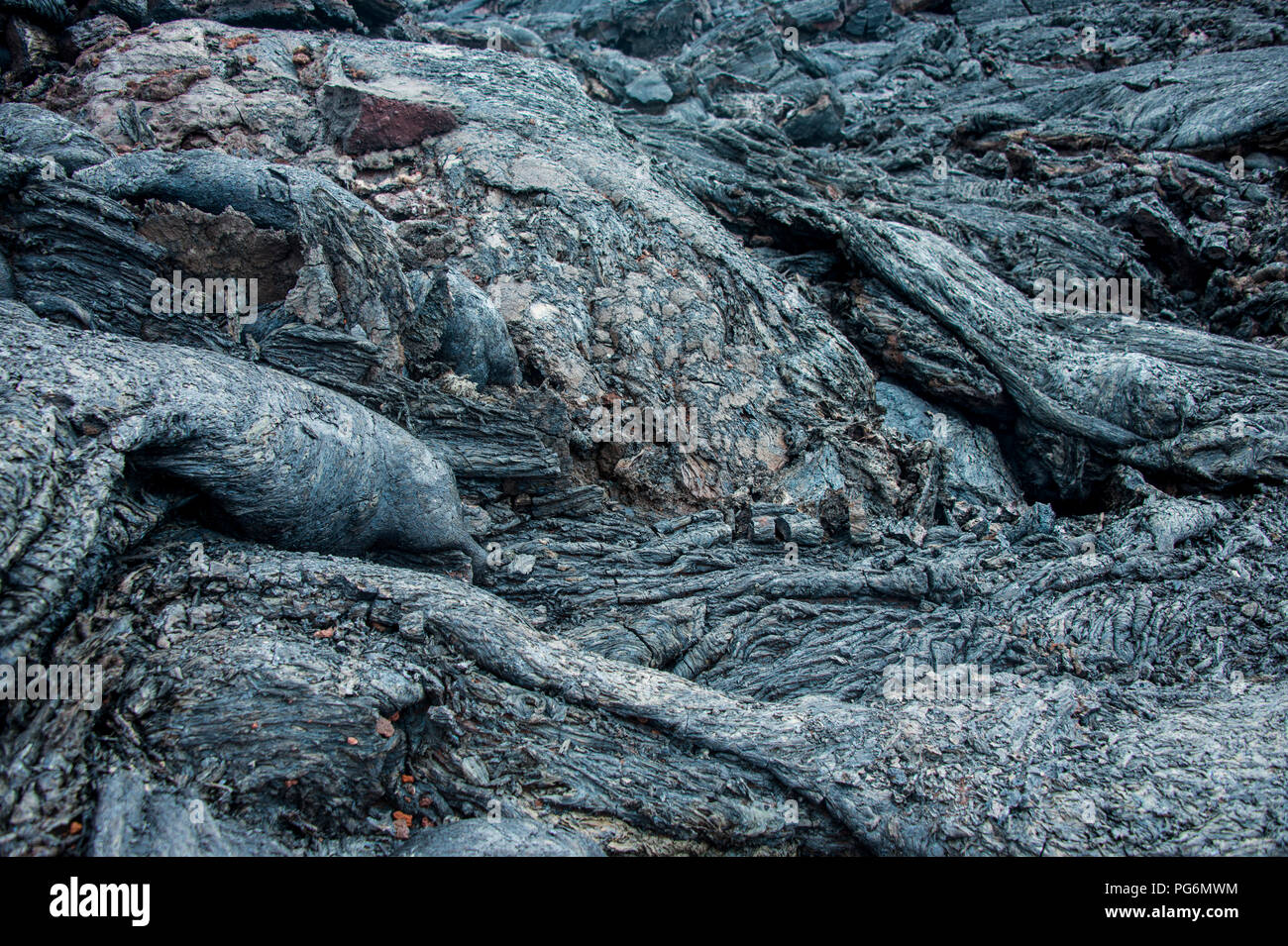 Lave froide après une éruption du volcan Tolbachik, Kamchatka, Russie Banque D'Images