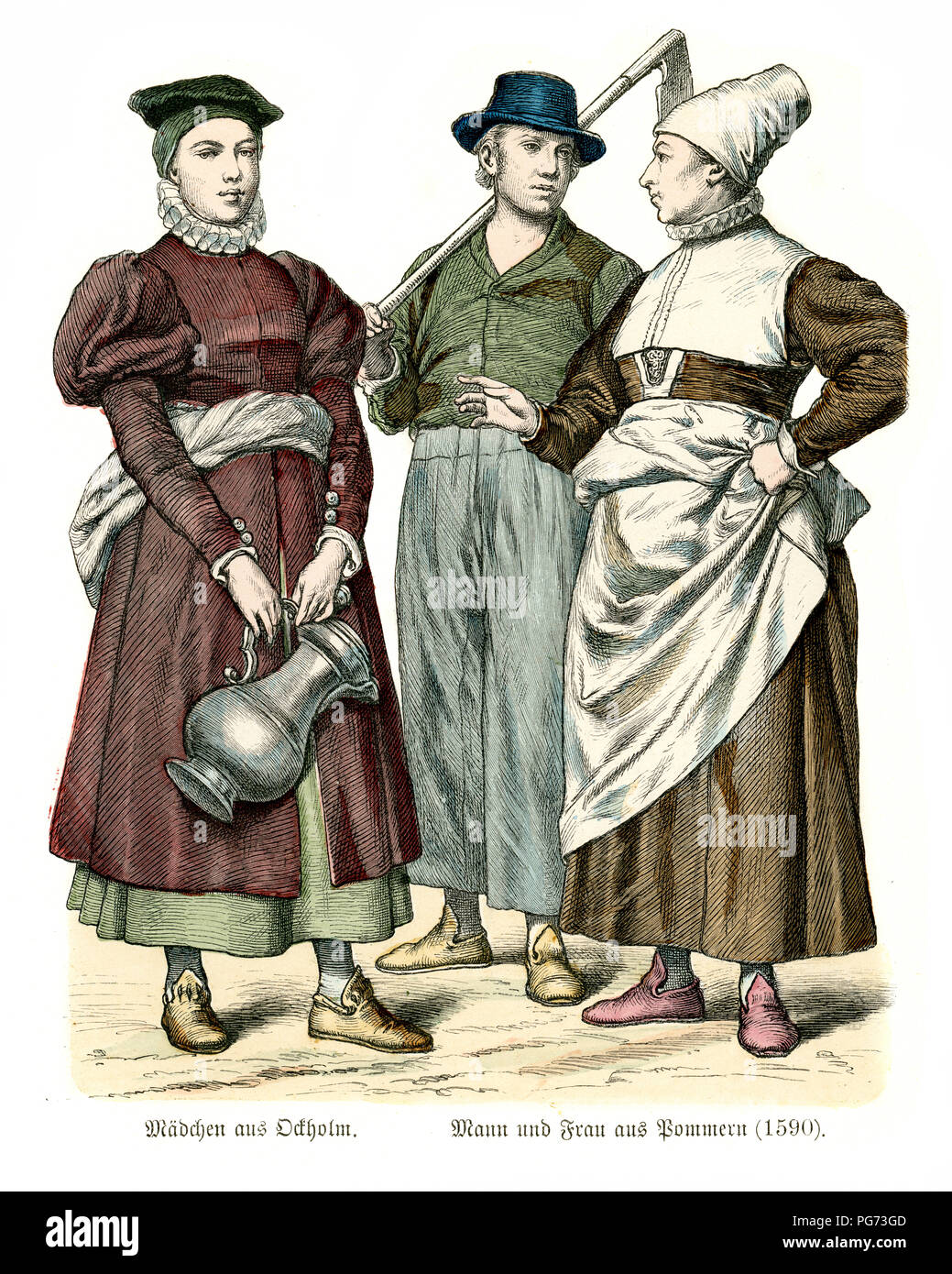 La mode de la fin du 16ème siècle en Allemagne. Fille de Ockholm, homme et femme de Poméranie Banque D'Images
