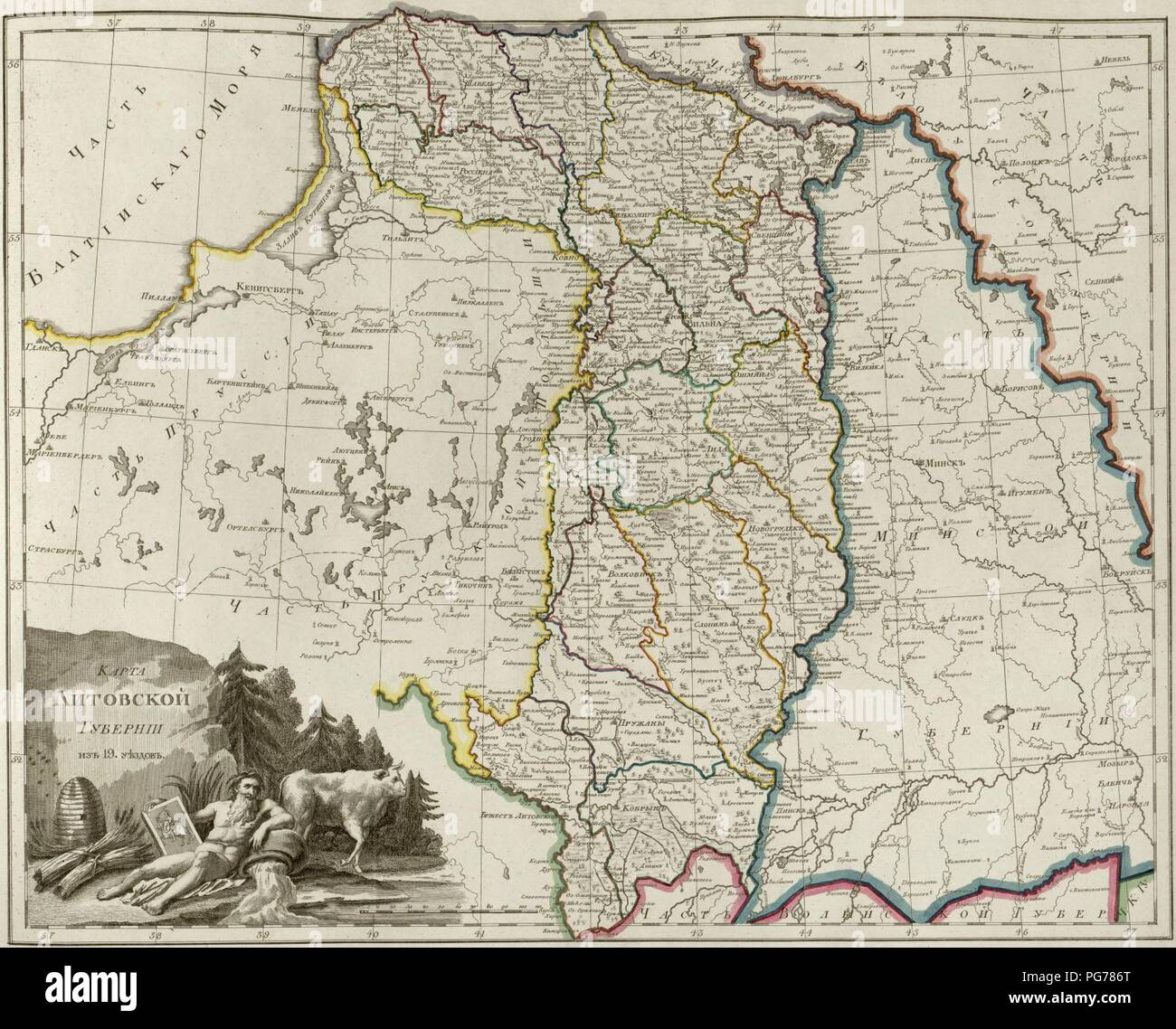 Atlas de l'Empire russe (1800). Le gouvernorat de lituanien. Banque D'Images