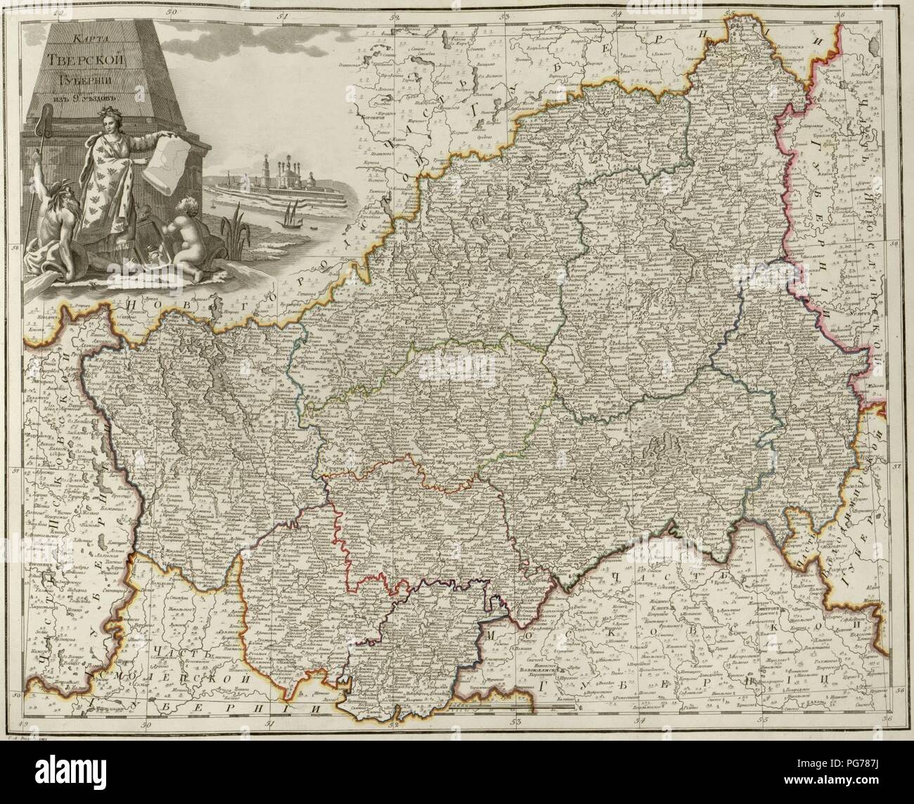 Atlas de l'Empire russe (1800). Le gouvernorat de Tver. Banque D'Images