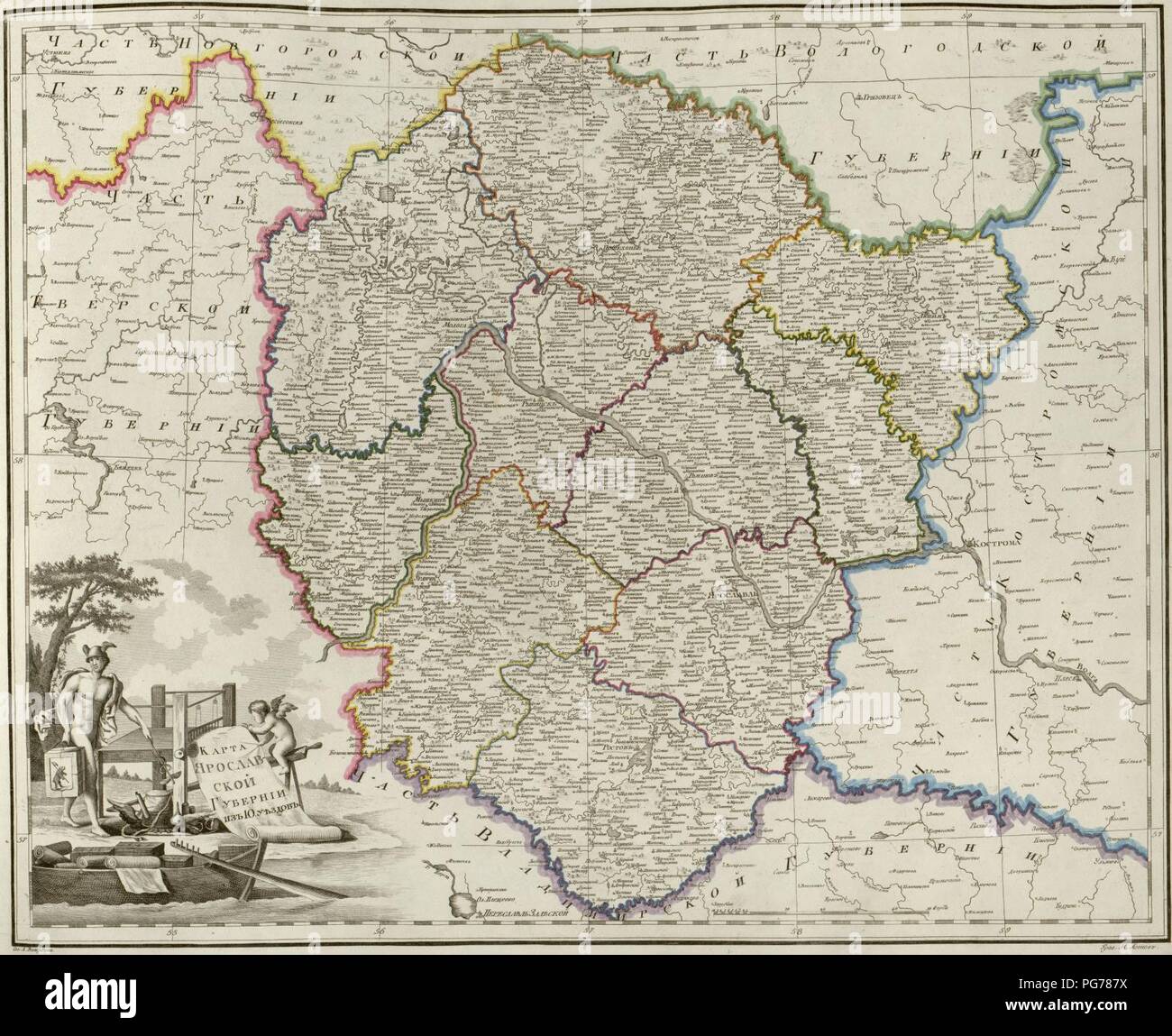 Atlas de l'Empire russe (1800). Le gouvernorat de Yaroslavl. Banque D'Images