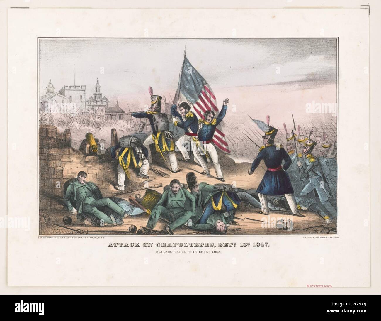 Attaque de Chapultepec, 13 Septembre 1847-Mexicains routées avec grande perte - E.B. & C.e. Kellogg, N.Y. & Hartford (Connecticut) ; D. Needham, Buffalo. Banque D'Images