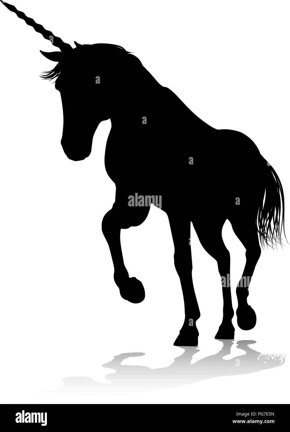 Silhouette Cheval à cornes de licorne Illustration de Vecteur