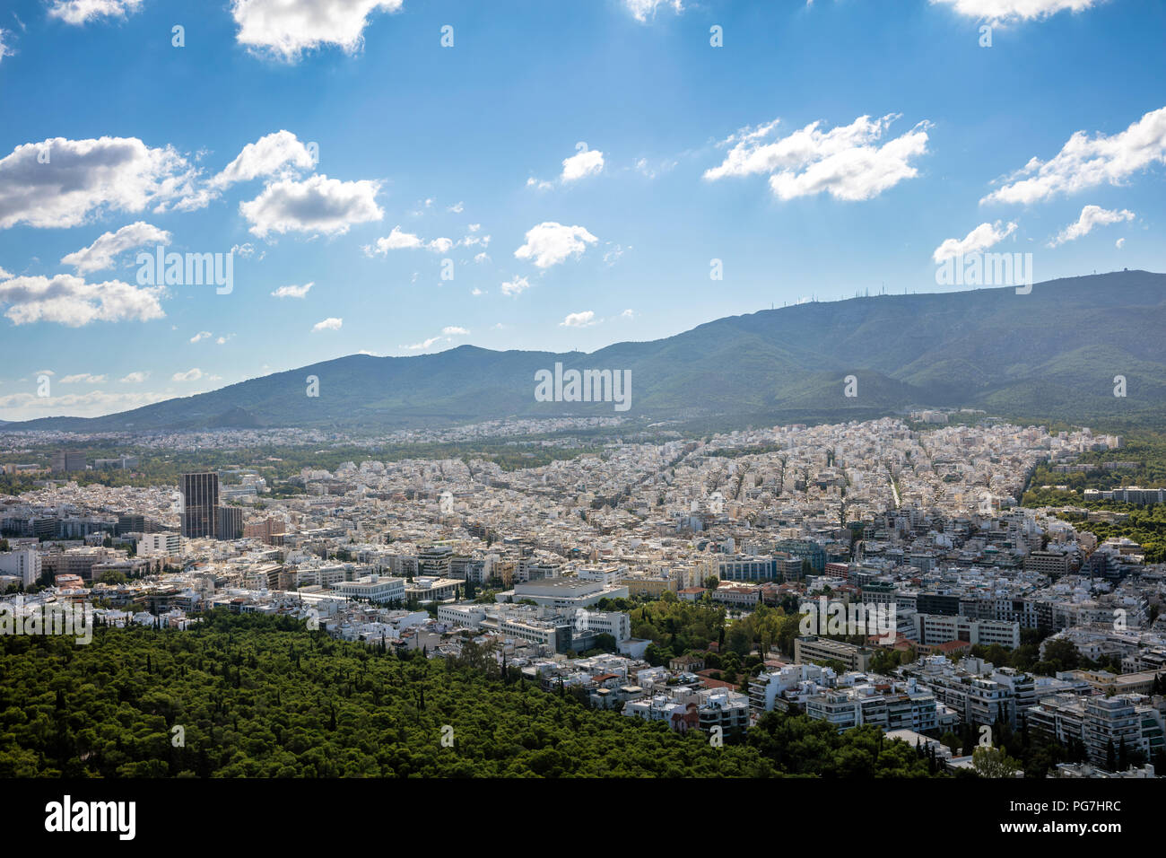 Vue panoramique aérienne de ville d'Athènes en Grèce, à partir de la colline Lycabettus Banque D'Images