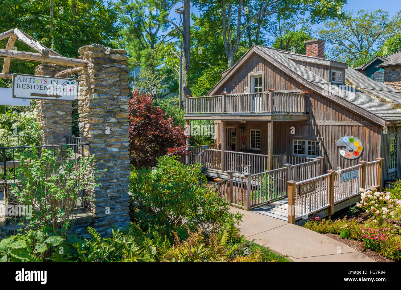 BLOWING ROCK, NC, USA,-23 août 2018 : Chalet d'Edgewood,une fois le domicile de l'artiste Elliott Daingerfield, géré par la Société historique de Blowing Rock. Banque D'Images