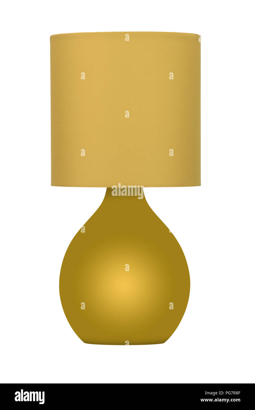 Lampe de table or sur fond blanc Banque D'Images
