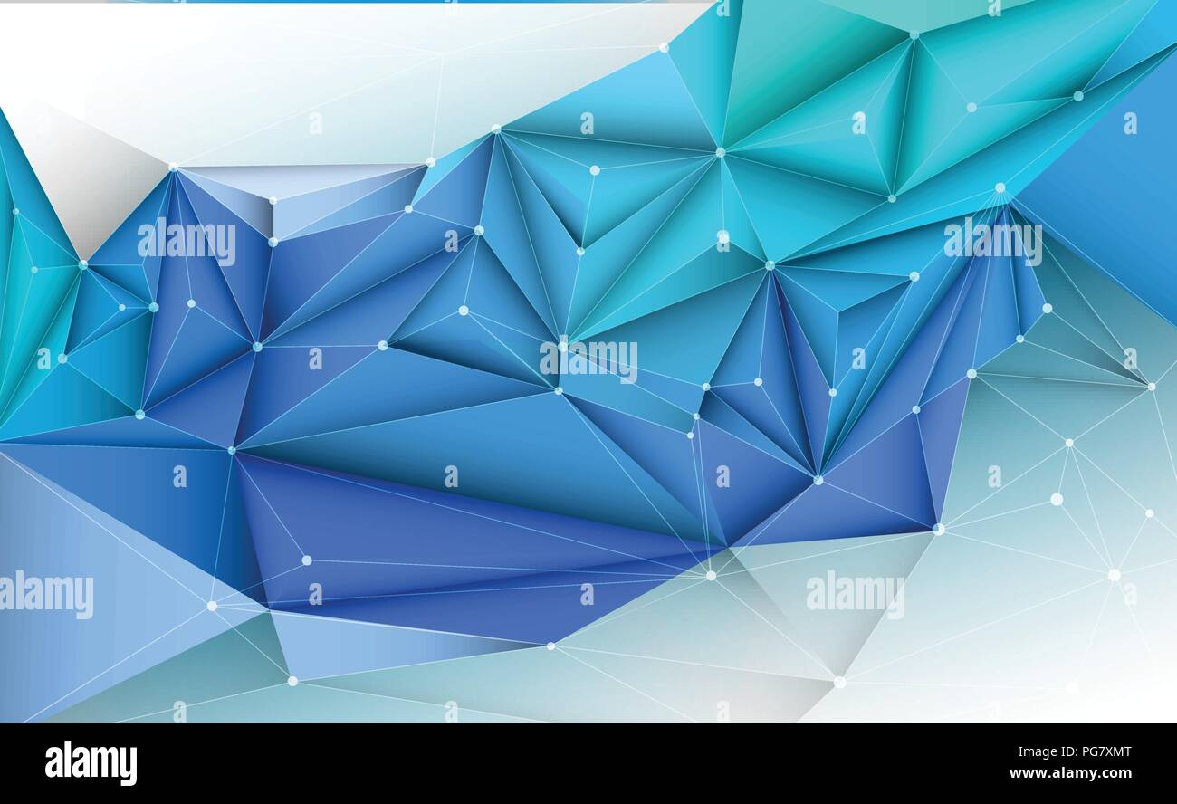 Illustration vectorielle géométrique, polygone, ligne, forme de répétition triangulaire avec structure de molécule. Polygonale avec fond vert et bleu. Illustration de Vecteur