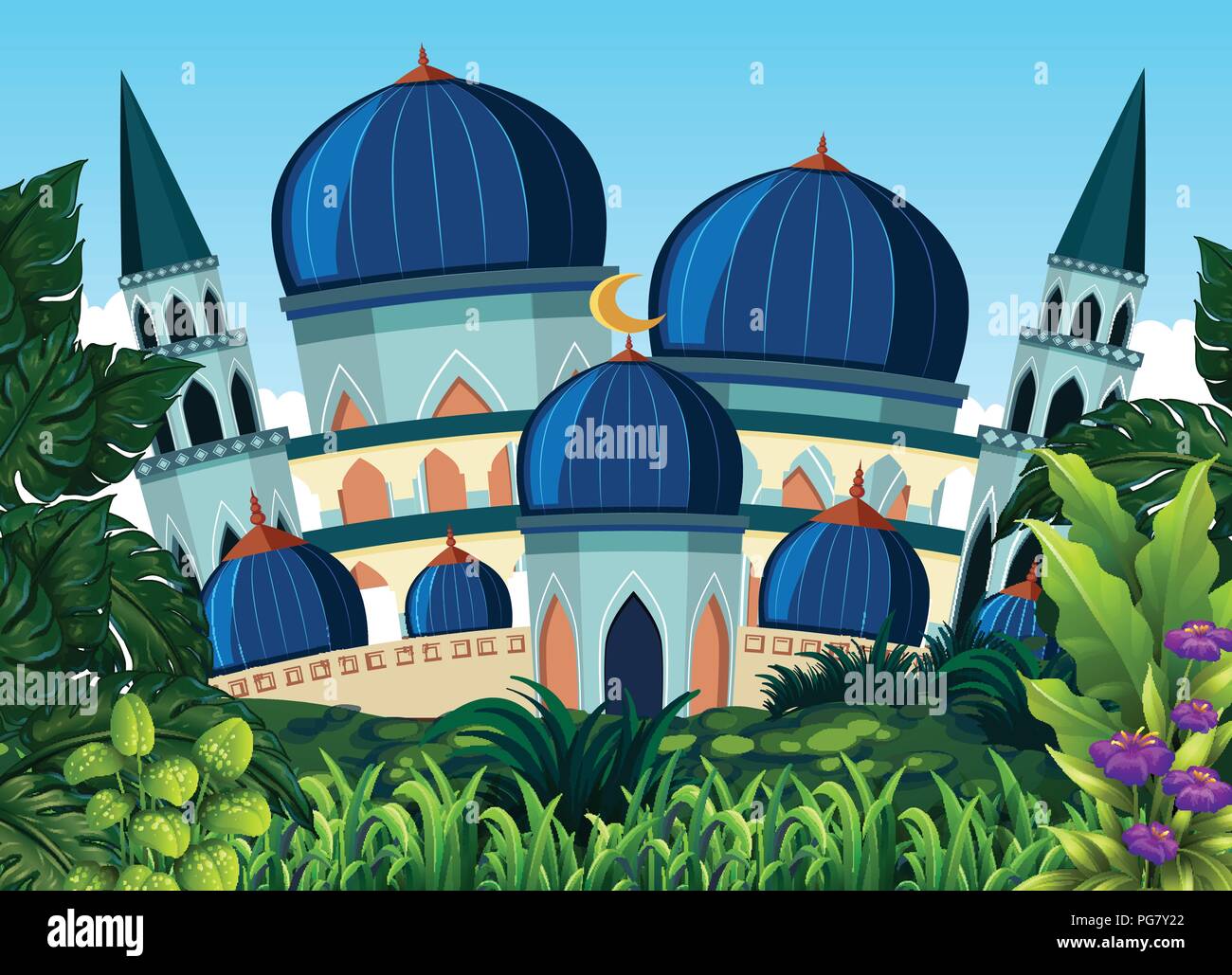 Une belle illustration de la mosquée bleue Illustration de Vecteur