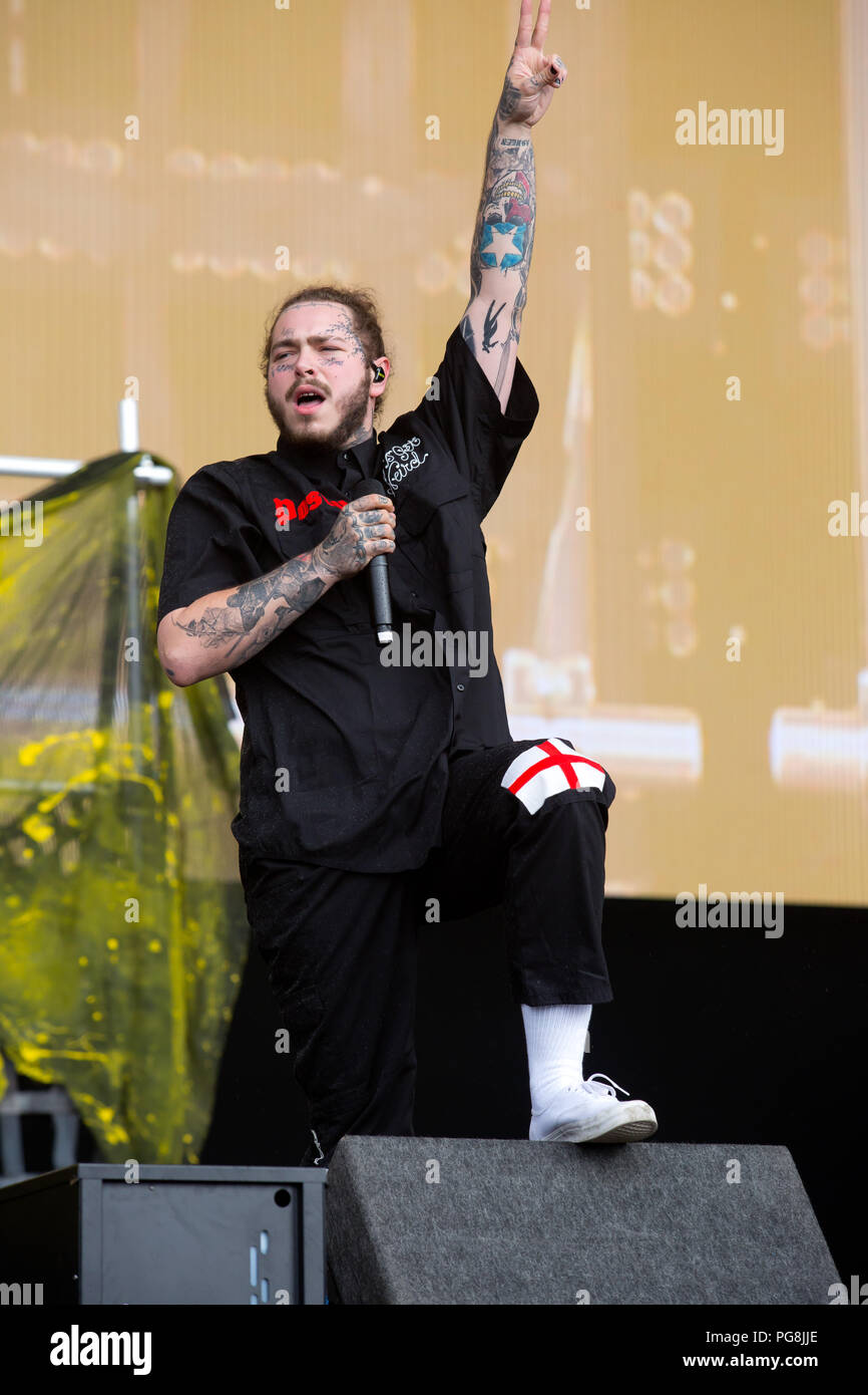 Post Malone se produit sur la scène principale le jour de la lecture au festival 24 août 2018 Banque D'Images
