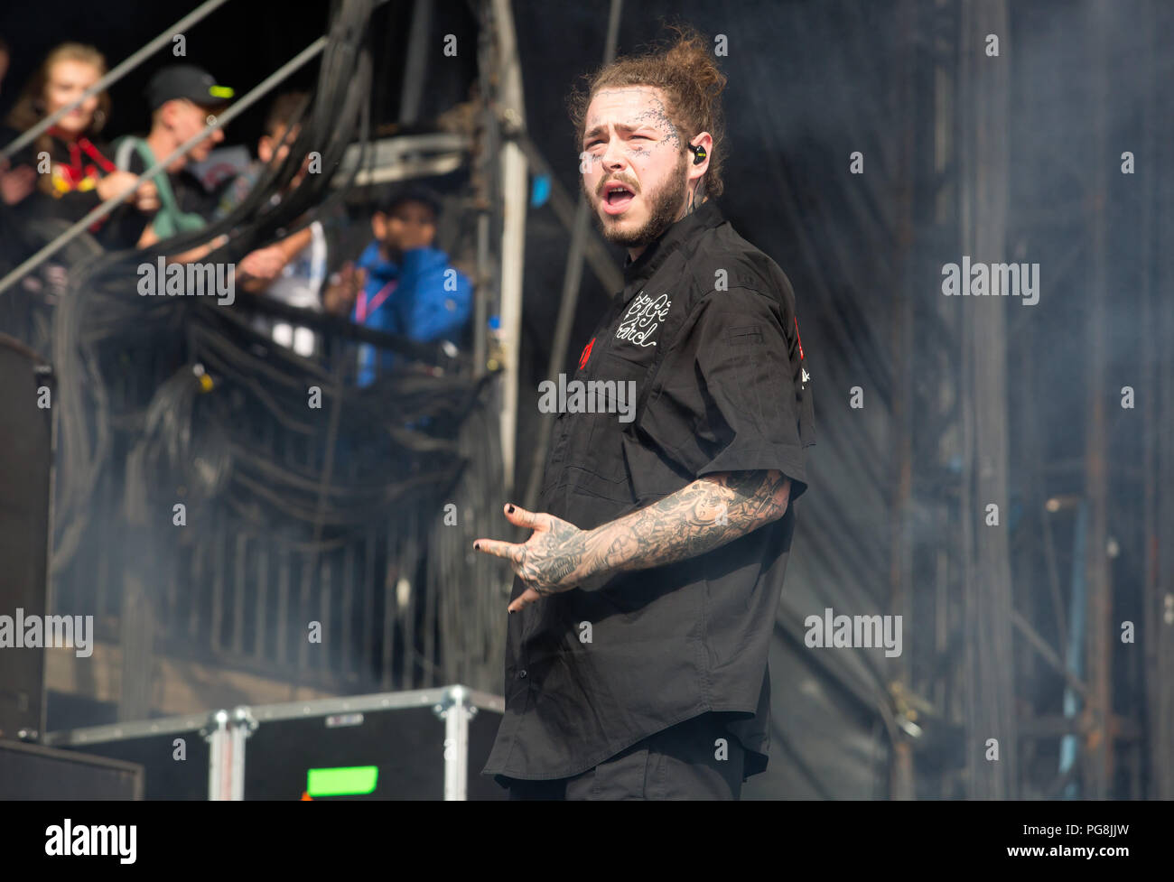 Post Malone se produit sur la scène principale le jour de la lecture au festival 24 août 2018 Banque D'Images