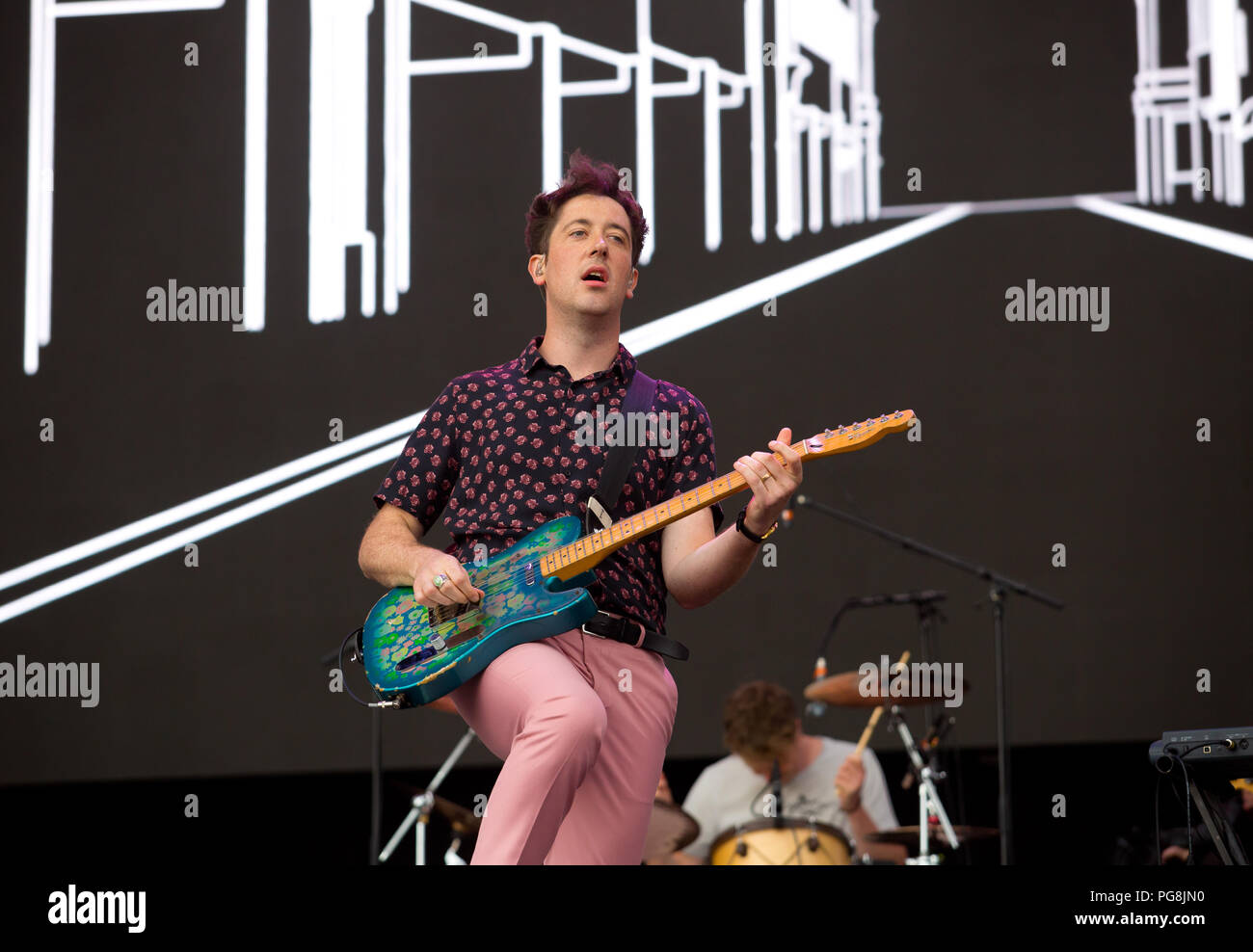 Les wombats se sont spectacle le premier jour sur la scène principale du festival de lecture 2018 Banque D'Images