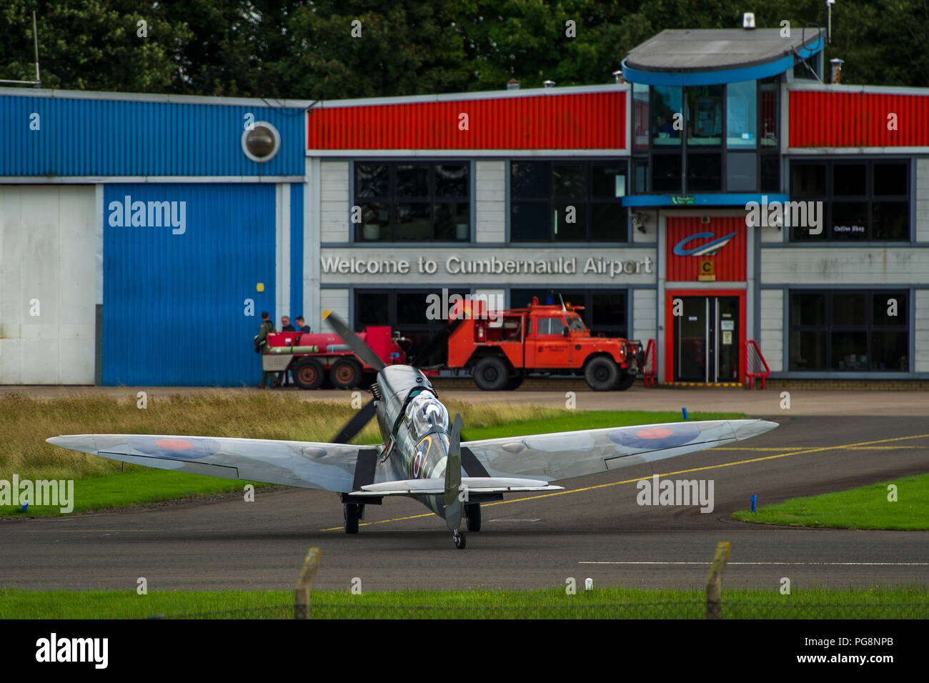 Cumbernauld, Ecosse, Royaume-Uni. 24 août 2018. Vols spéciaux à l'aéroport de Cumbernauld Spitfire, Cumbernauld, Écosse, Royaume-Uni - 24 août 2018 Crédit : Colin Fisher/Alamy Live News Banque D'Images