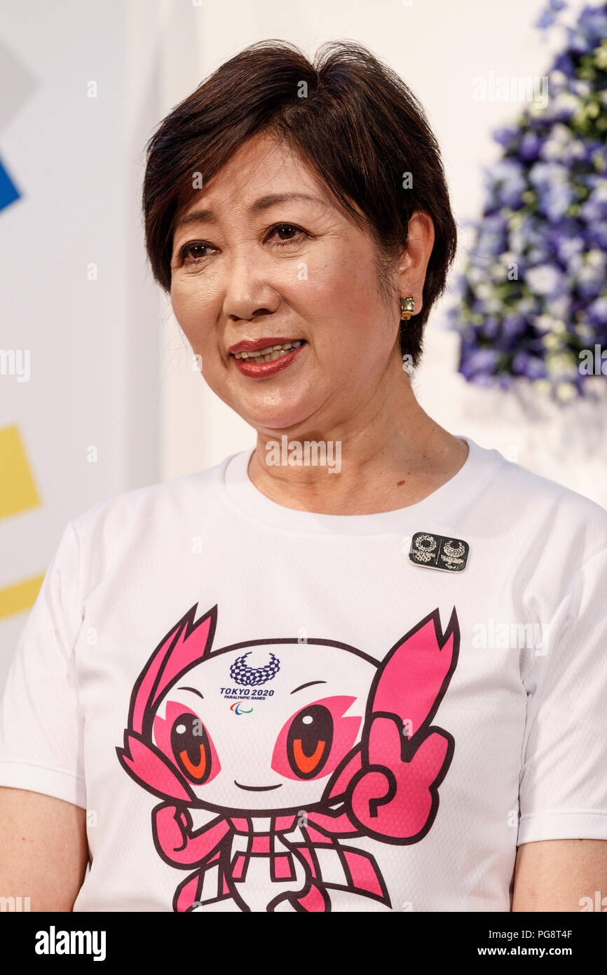 Gouverneur de Tokyo, Yuriko Koike assiste à un Tokyo 2020, 2 ans d'aller ! Compte à rebours événement au complexe MegaWeb le 24 août 2018, Tokyo, Japon. Les athlètes japonais, des célébrités et des fonctionnaires ont participé à l'événement marquant le début de la 2 année pour le Tokyo 2020 Jeux paralympiques. (Photo de Rodrigo Reyes Marin/AFLO) Banque D'Images