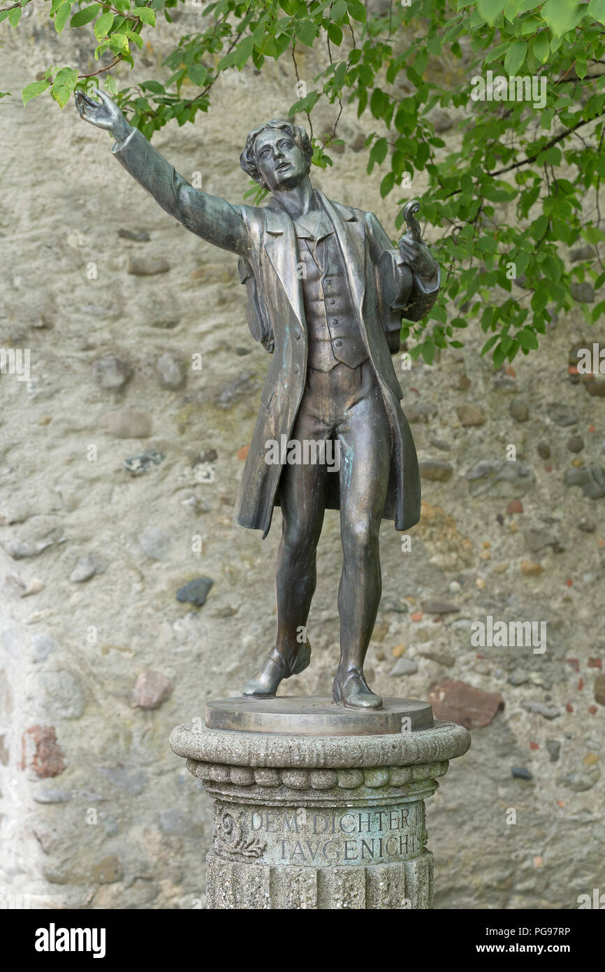Statue du poète Taugenichts, Wangen, Bade-Wurtemberg, Allemagne, Allgaeu Banque D'Images