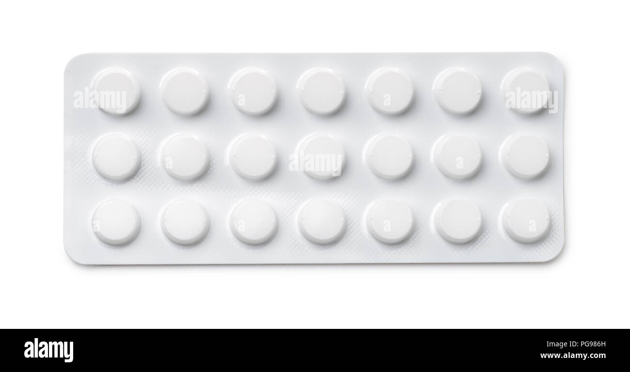 Vue de dessus de pills blister isolated on white Banque D'Images