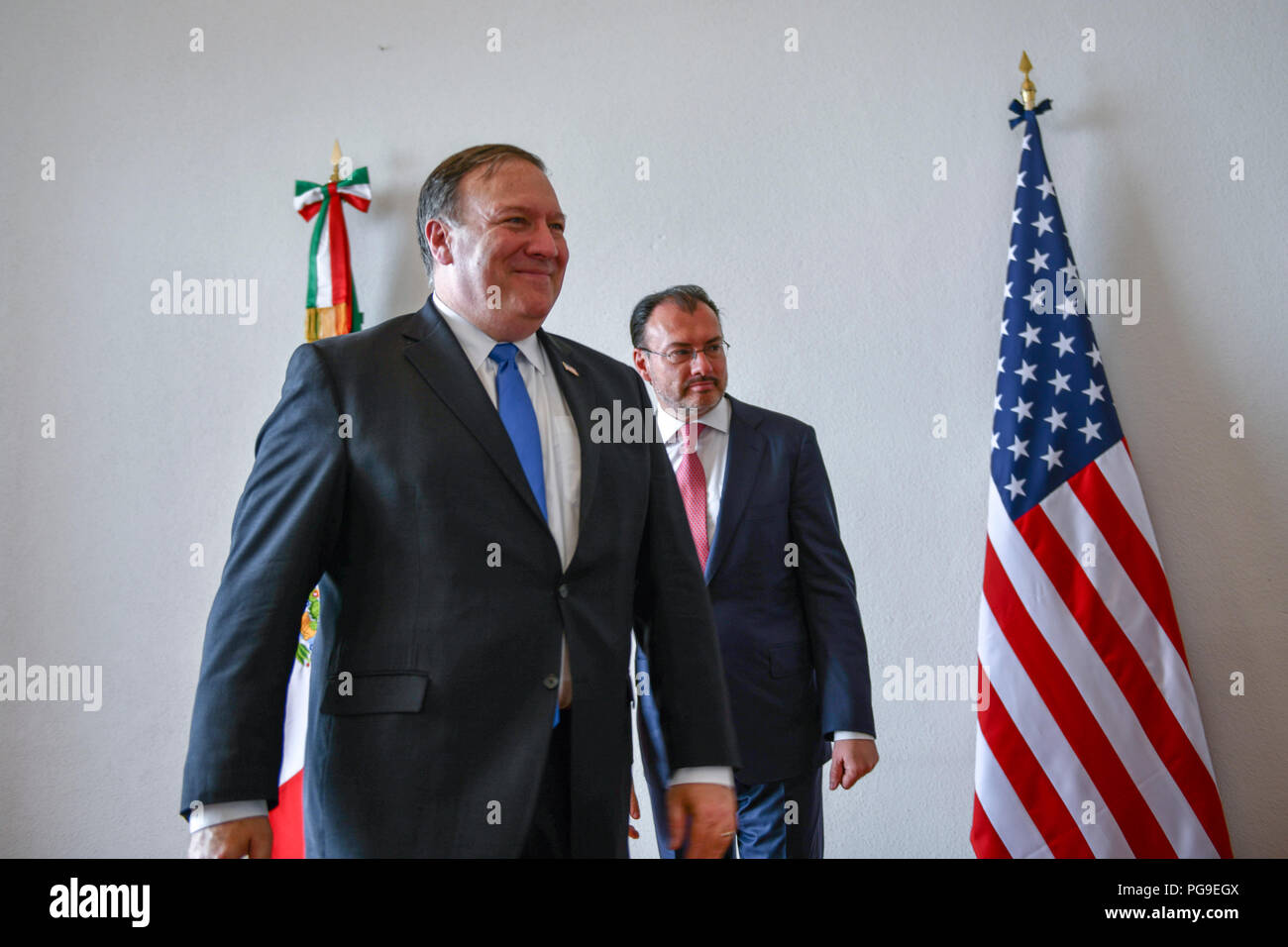La secrétaire d'État des États-Unis, Michael R. Pompeo rencontre le secrétaire mexicain des affaires étrangères Luis Videgaray Caso à Mexico, Mexique le 13 juillet 2018. Banque D'Images
