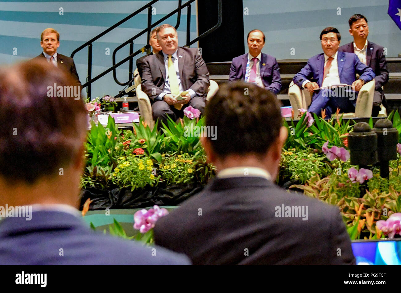 Secrétaire Michael R. Pompeo participe au Forum régional de l'ASEAN en retraite à Singapour, Singapour, le 4 août 2018. Banque D'Images