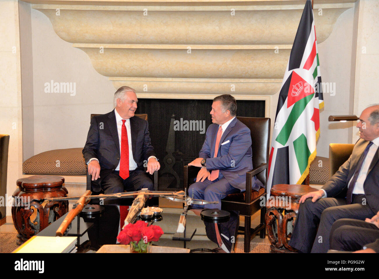 La secrétaire d'État des États-Unis, Rex Tillerson s'entretient avec le roi Abdallah II de Jordanie avant une réunion bilatérale à Amman, Jordanie, le 14 février 2018. Banque D'Images