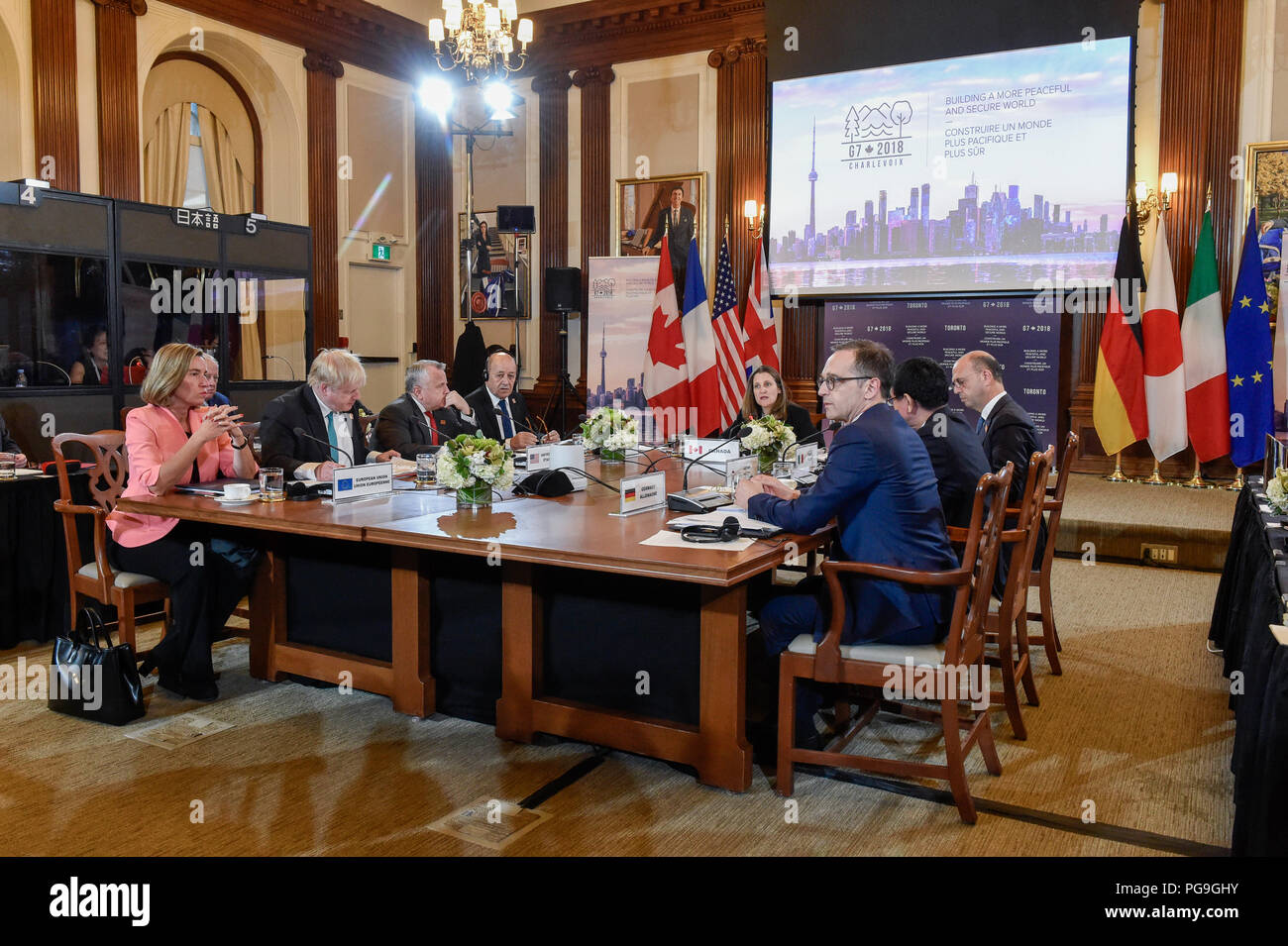 Secrétaire d'État suppléant John Sullivan participe au G-7 Séance de travail des ministres des affaires étrangères sur le Moyen-Orient, organisée par le Ministre des affaires étrangères du Canada Chrystia Freeland à Toronto, Canada, le 22 avril 2018. Banque D'Images