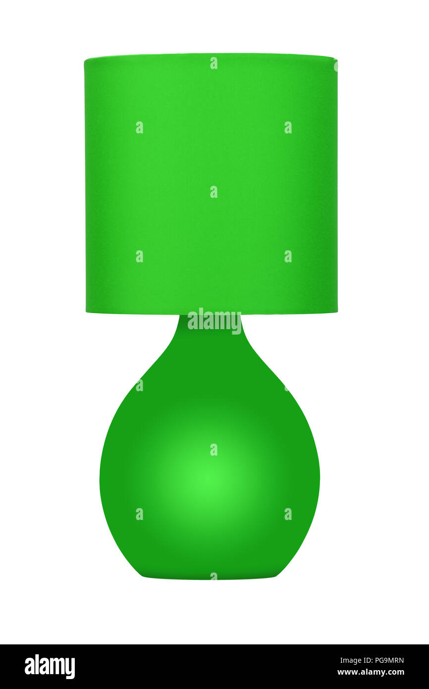 Lampe de table vert sur fond blanc Banque D'Images