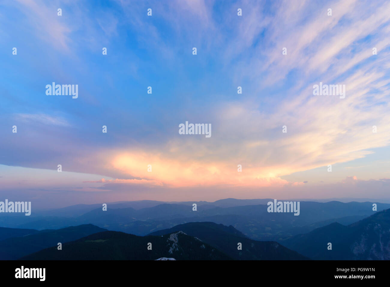 Puchberg am Schneeberg : mountain Schneeberg, nuages, Wiener Alpen, Alpes, Niederösterreich, Basse Autriche, Autriche Banque D'Images