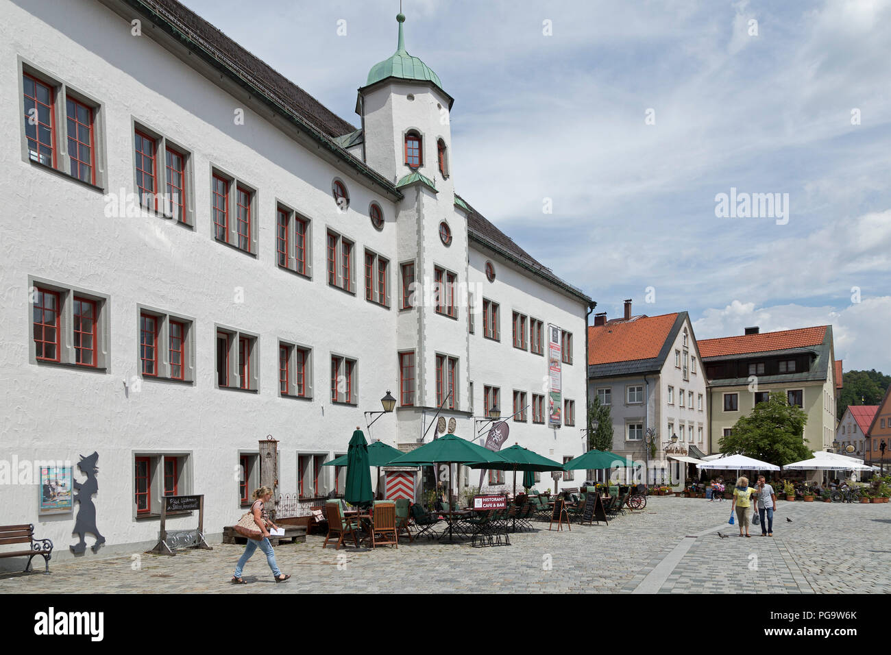 Château et La Place Marienplatz, Immenstadt, Allgaeu, Bavaria, Germany Banque D'Images