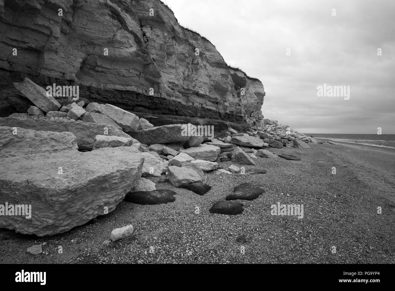 Les falaises et les roches sédimentaires à Hunstanton, Norfolk, UK Banque D'Images