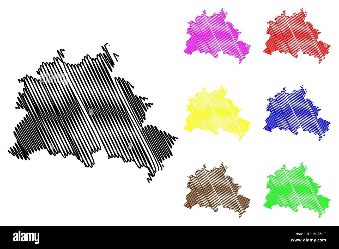 Berlin (République fédérale d'Allemagne, l'état de l'Allemagne) map vector illustration gribouillage, croquis Berlin map Illustration de Vecteur