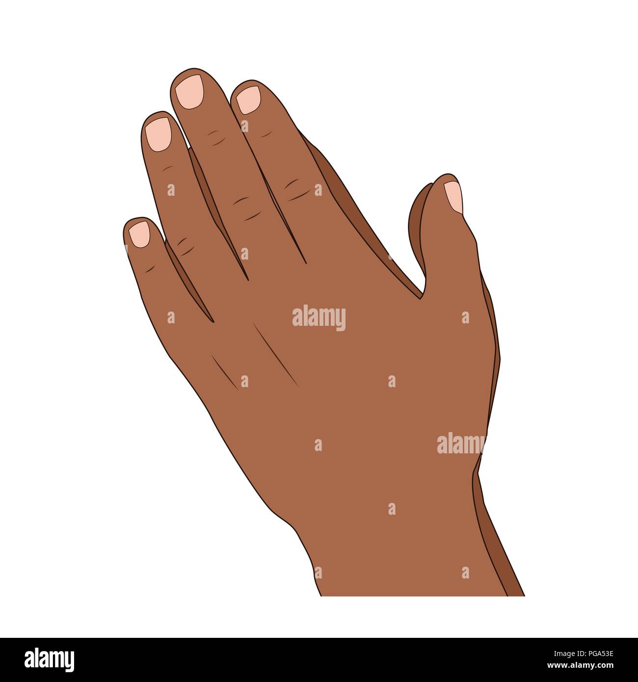 Geste isolé mains qui prient, avec paumes ensemble. Image main d'hommes en prière. Illustration de Vecteur