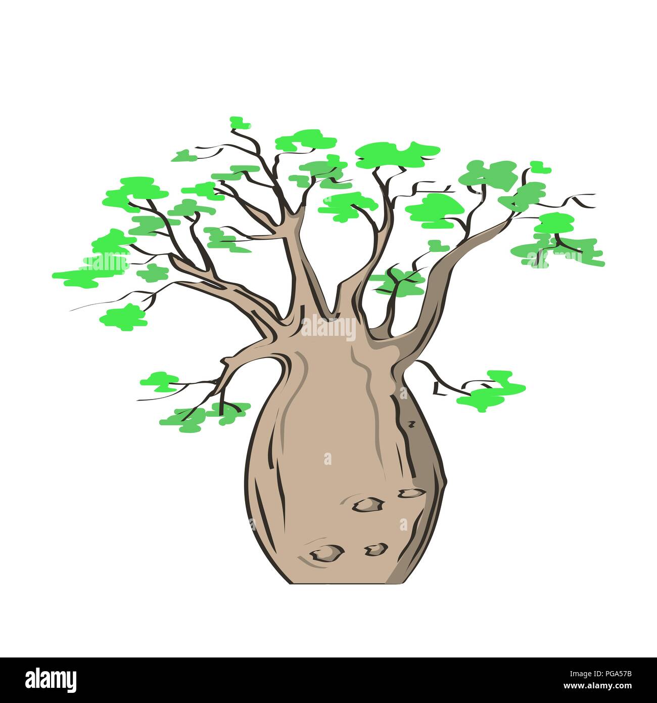 Arbre emblématique de l'Afrique, baobab icône. L'Adansonia gregorii. Vector illustration Illustration de Vecteur