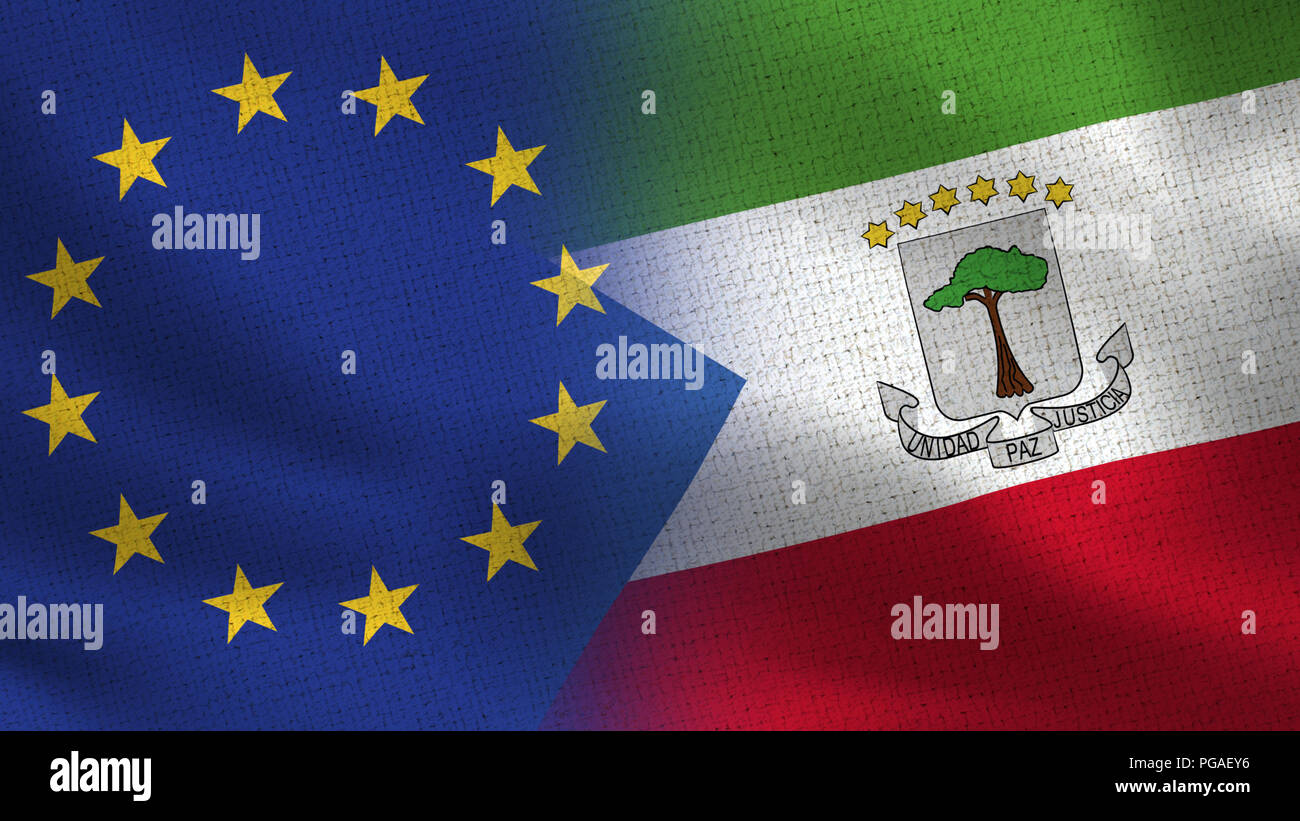 L'Union européenne et la Guinée équatoriale - deux drapeaux drapeaux ensemble - l'UE Banque D'Images