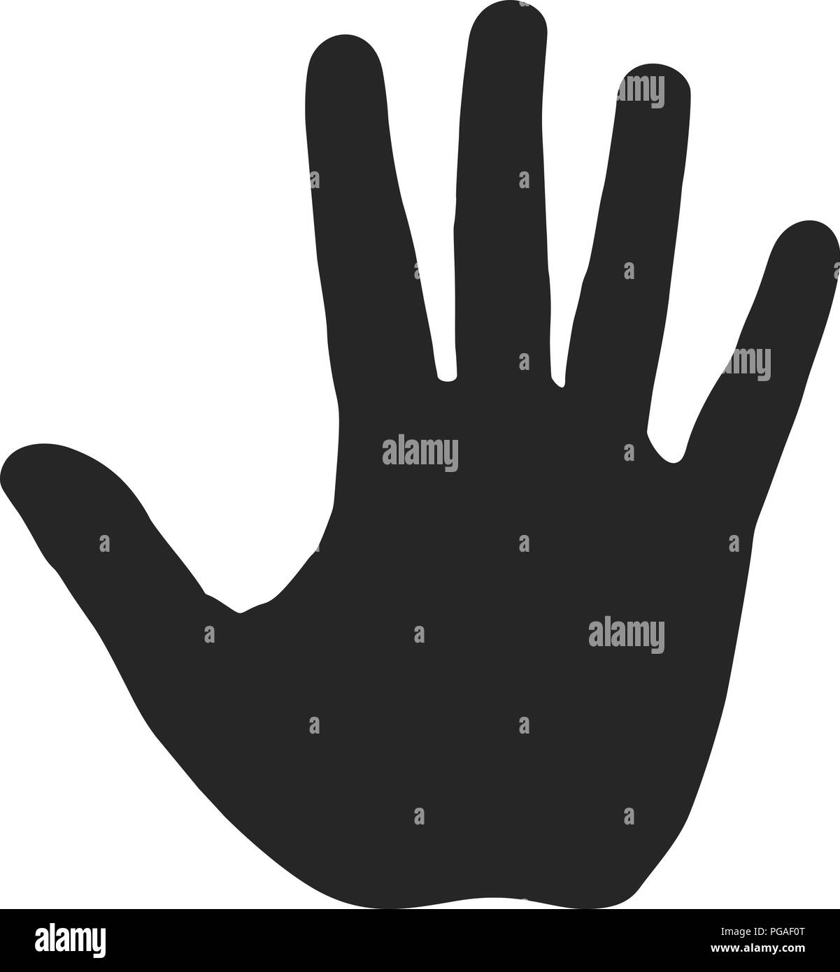 La main de l'ossature. Ouvrez Palm avec cinq doigts. Panneau d'arrêt. Symbole, icône dangereux Illustration de Vecteur