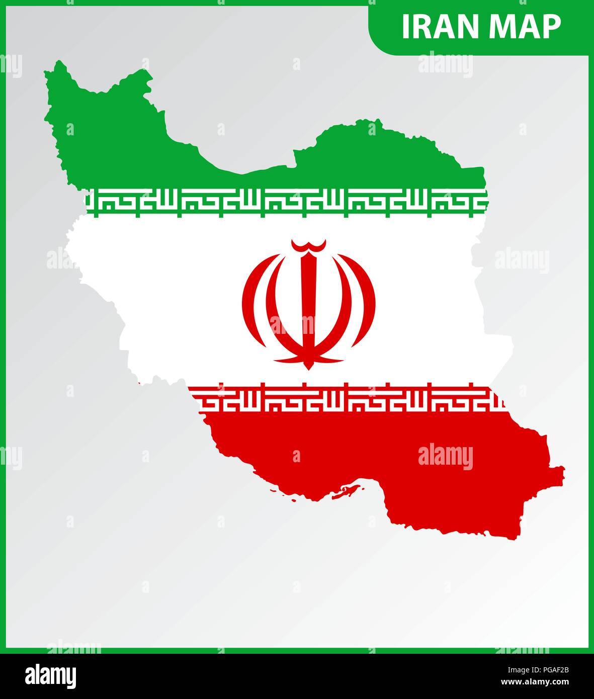 La carte détaillée d'Iran avec drapeau national Illustration de Vecteur