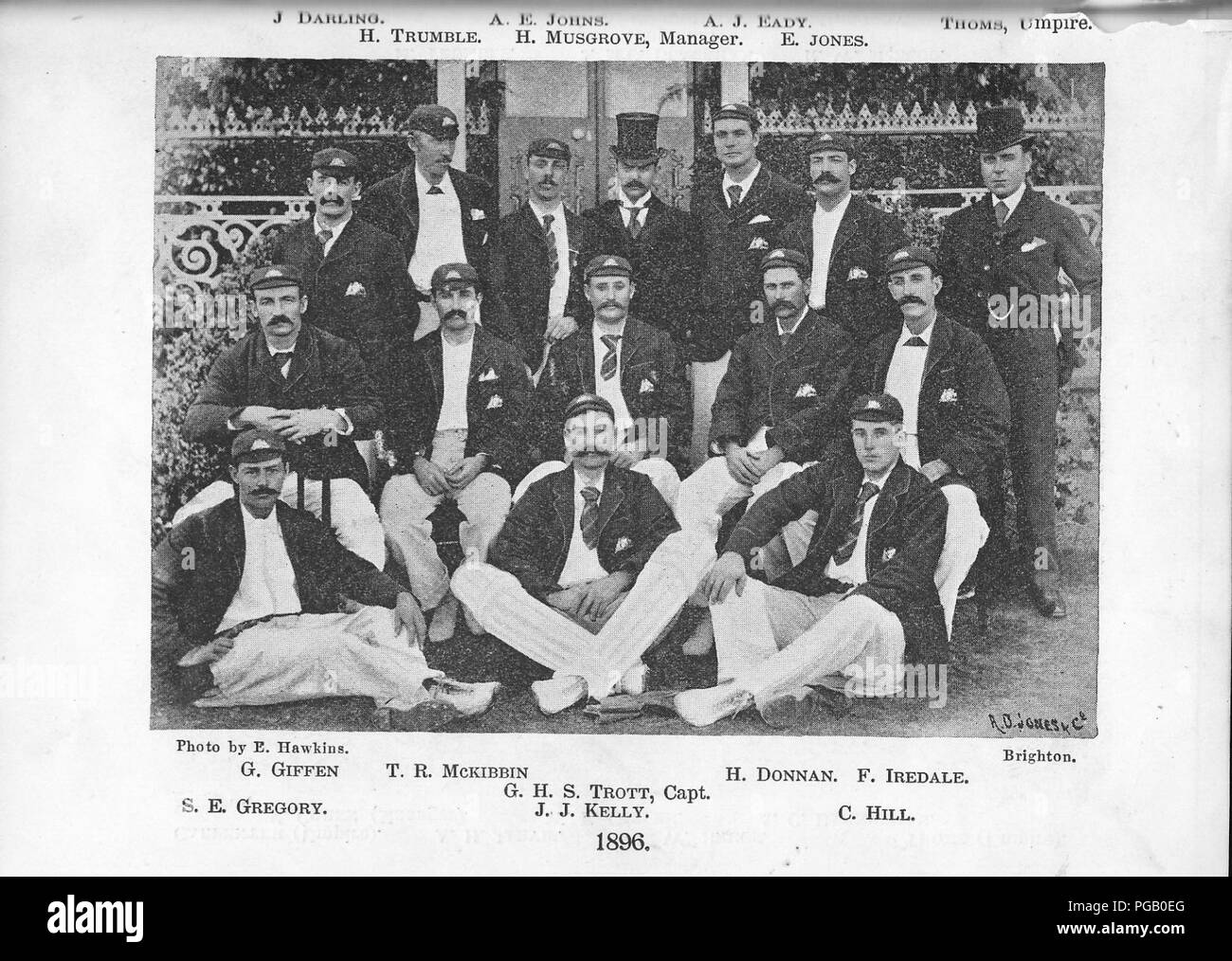L'équipe australienne de cricket 1896. Banque D'Images