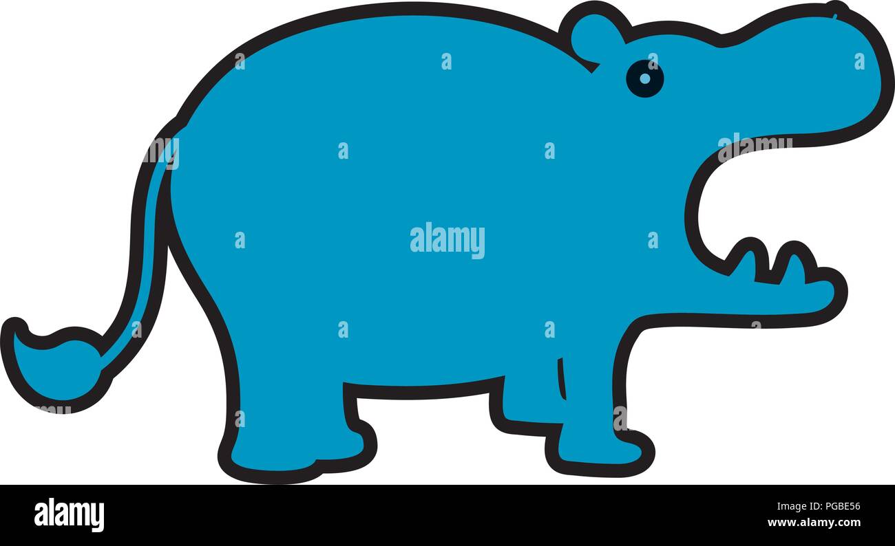 Wild Animal safari hippopotame couleur Illustration de Vecteur