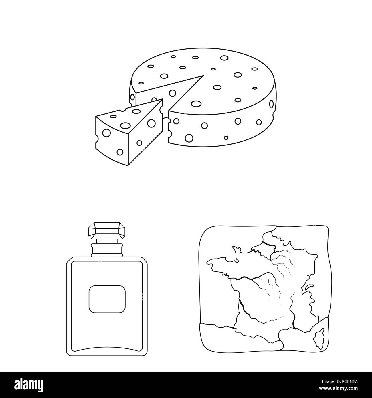 Pays France Aperçu de l'ensemble des icônes de la collection design. La France et monument symbole vecteur illustration de stock. Illustration de Vecteur