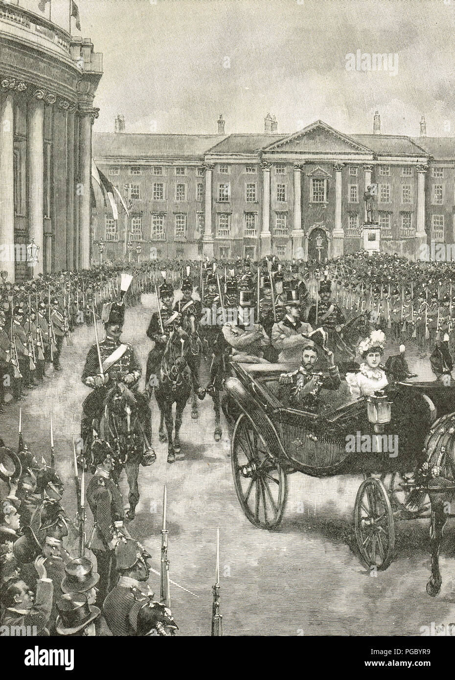 Visite du duc et de la Duchesse de York, Dublin, Irlande, 1897, Prince George, plus tard le roi George V, et de la princesse Mary de Teck, plus tard reine consort Banque D'Images