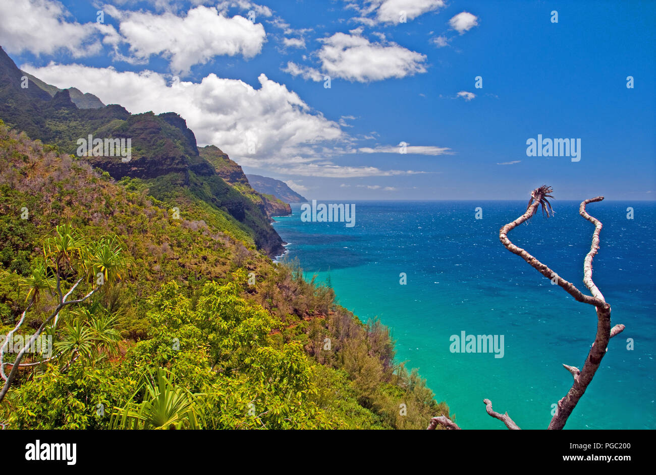 La côte de Na Pali sur l'île de Kauai sur le Kalalau Trail Banque D'Images