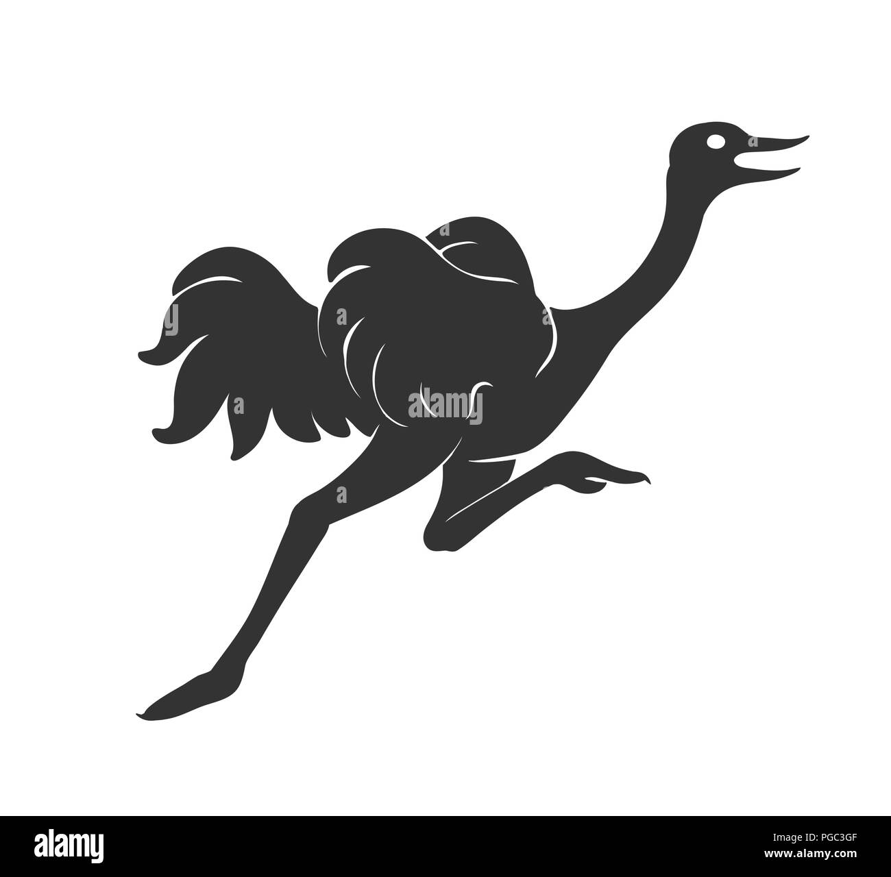 L'exécution d'Autruche vector illustration croquis de bird silhouette en noir isolated on white Illustration de Vecteur