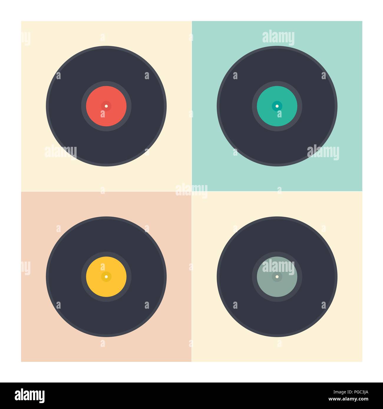 Ensemble Vinyl records albums de musique rétro dans le style pop art collection vector illustration Illustration de Vecteur