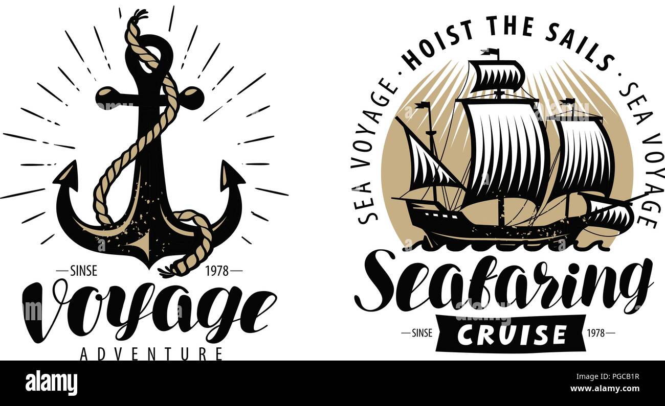 Croisière en mer, le logo de marins ou de l'étiquette. Concept nautique. Vintage vector Illustration de Vecteur