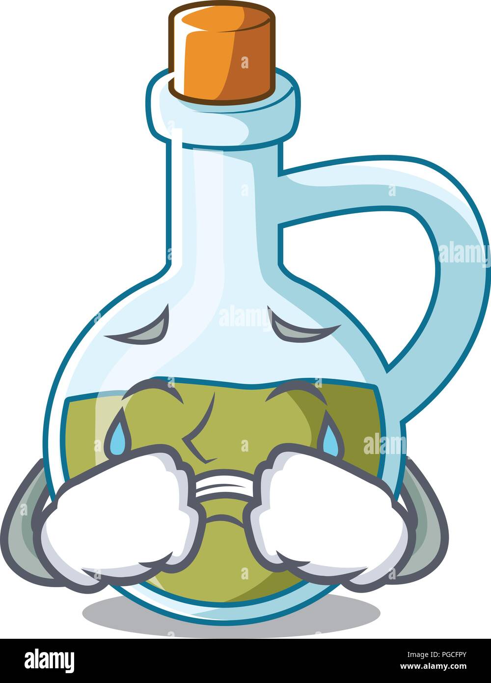 Pleurer mascot cartoon l'huile d'olive bio frais vector illustration Illustration de Vecteur