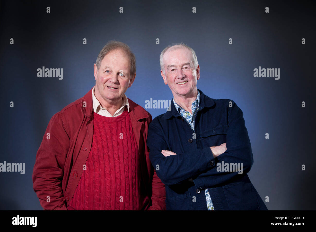 Edinburgh, Royaume-Uni. 25 août, 2018. Michael Morpurgo (à gauche) & David Almond, deux grands de la littérature pour enfants, à l'Edinburgh International Book Festival. Edimbourg, Ecosse. Photo par Gary Doak / Alamy Live News Banque D'Images