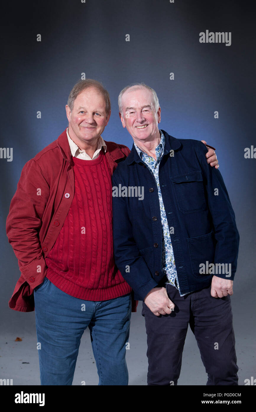 Edinburgh, Royaume-Uni. 25 août, 2018. Michael Morpurgo (à gauche) & David Almond, deux grands de la littérature pour enfants, à l'Edinburgh International Book Festival. Edimbourg, Ecosse. Photo par Gary Doak / Alamy Live News Banque D'Images